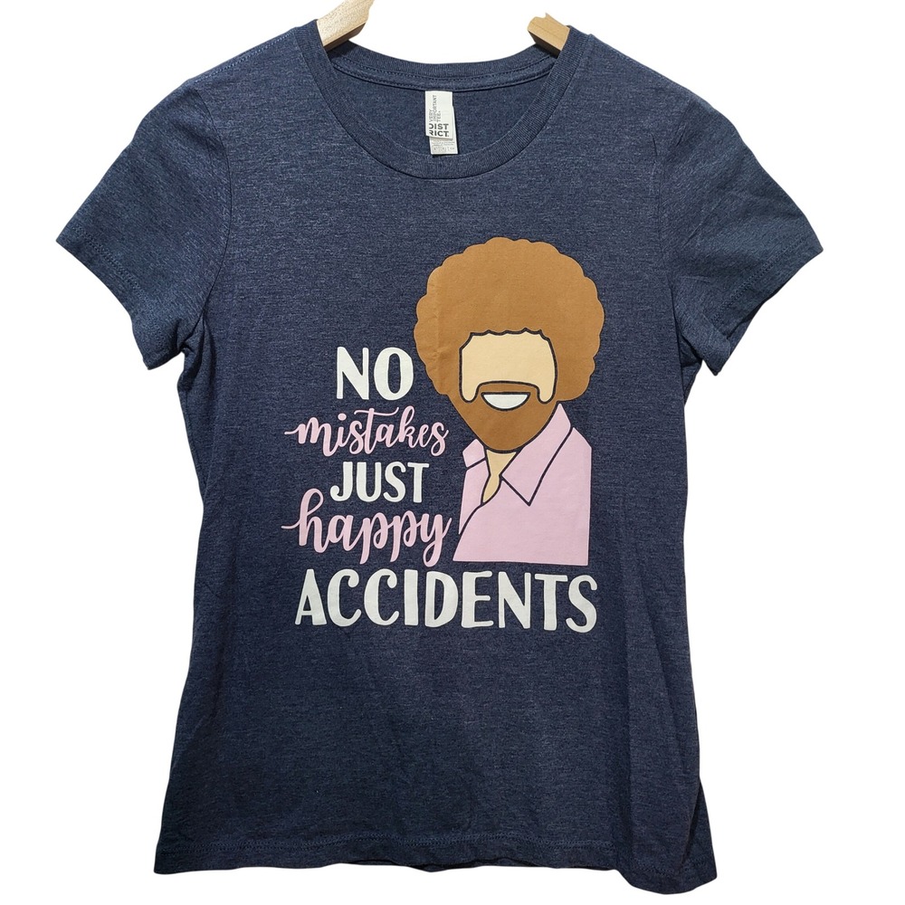 District Bob Ross No Mistakes Just Happy Accidents Graphic Tee Heather S